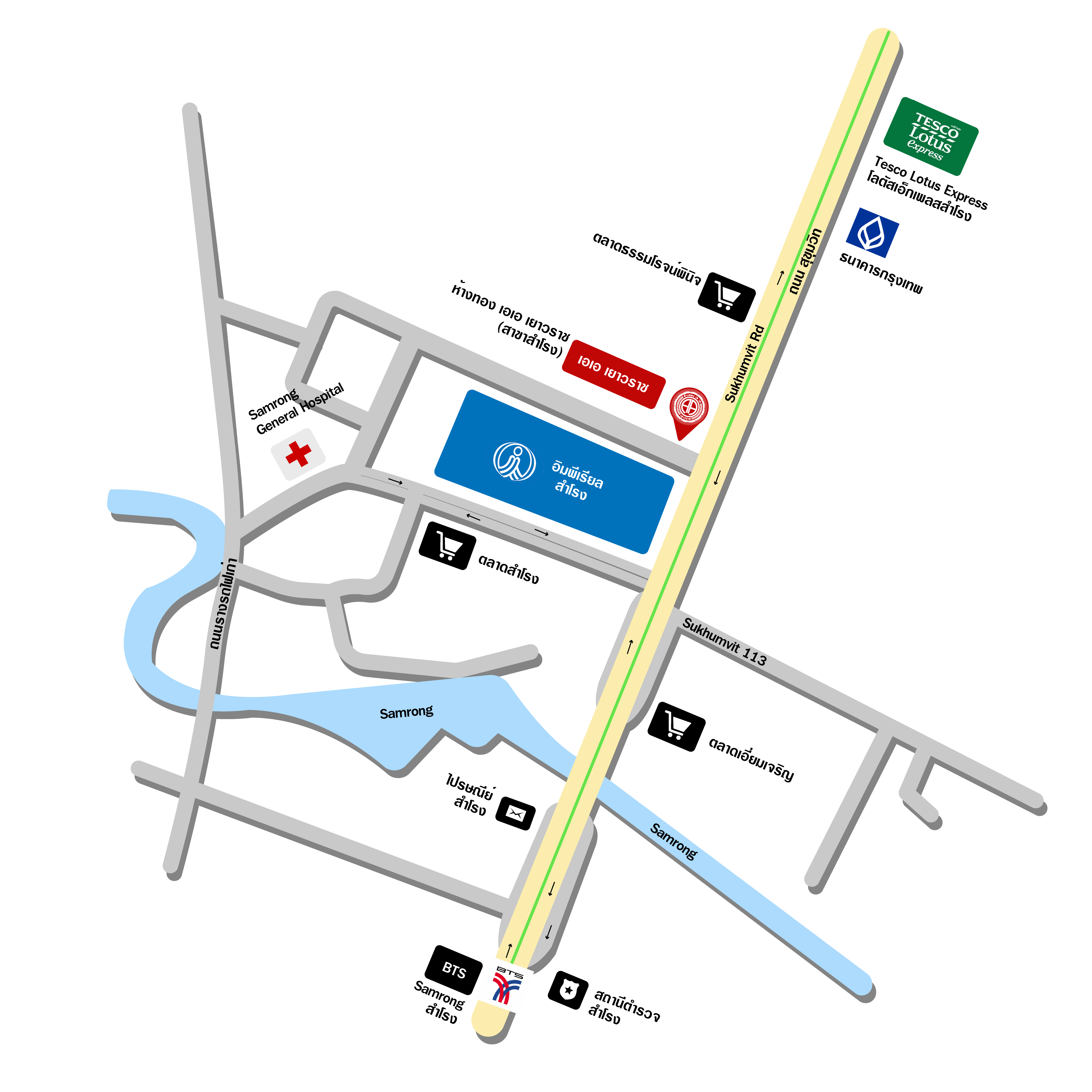 แผนที่ ห้างทอง เอ เอ เยาวราช สาขาสำโรง